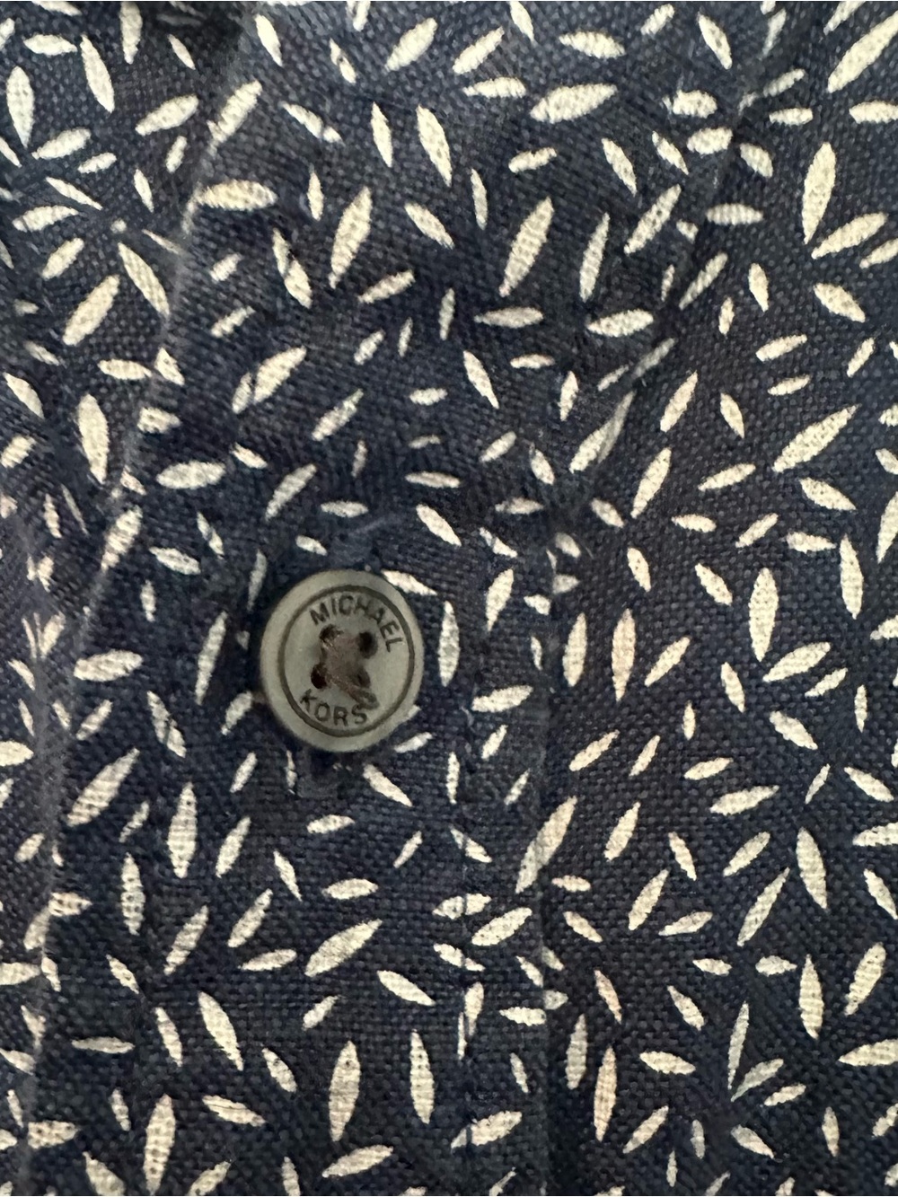 Michael Kors 100% Linen Slim Fit Short Sleeve Button Up Shirt Men’s Large Blue - Picture 4 of 6